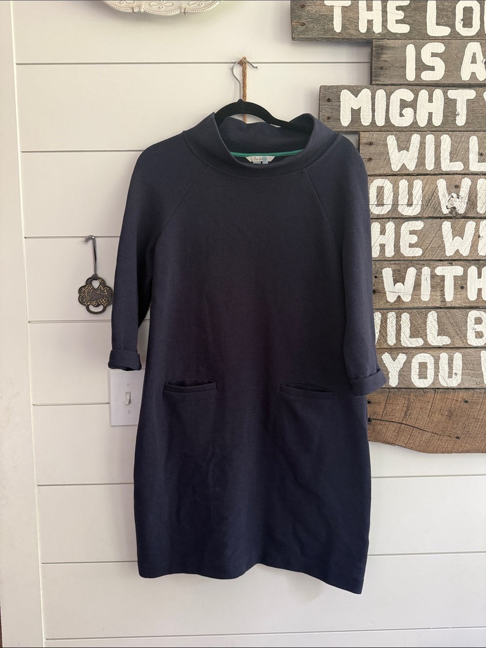 Boden Navy Long-Sleeve Casual Pocket Dress size 10R
